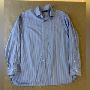 Ralph Lauren Blue and White Striped Dress Shirt